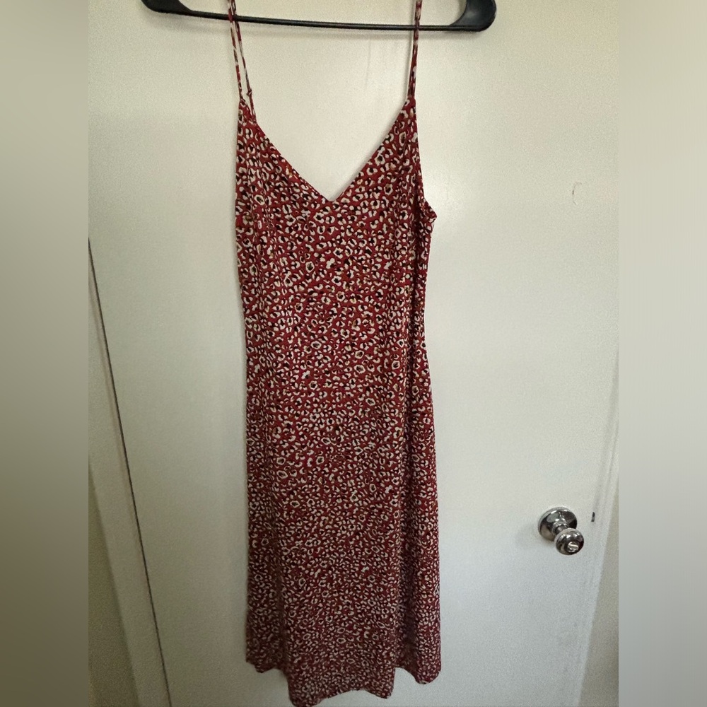 Audrey Red and White Leopard Print Midi Dress